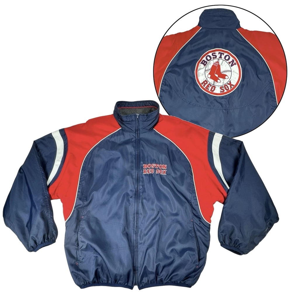 Boston Red Sox Reversible Dugout Jacket M MLB Nylon Fleece Full Zip Navy Red